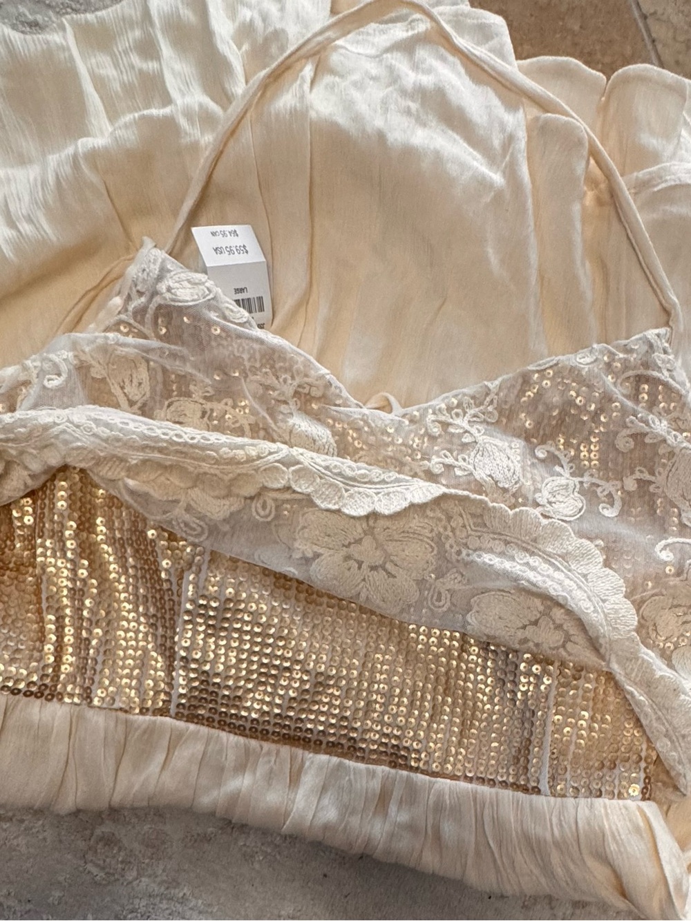 Hollister Cream Lace Overlay Dress size Large - Picture 7 of 12